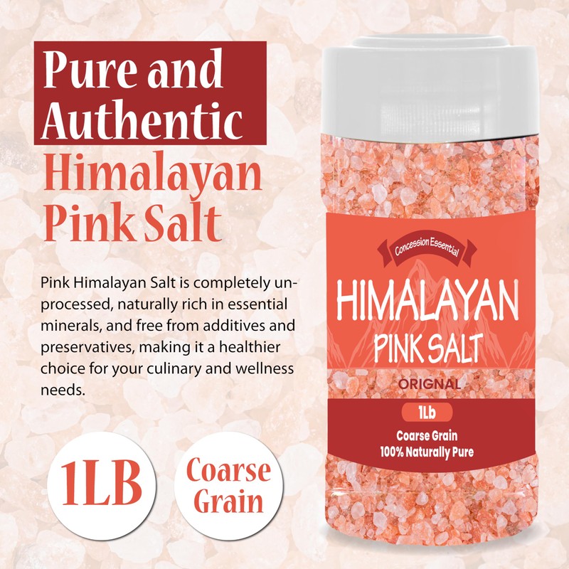 Concession Essentials- Himalayan Coarse Pink Salt (1lb) Includes a 3"
