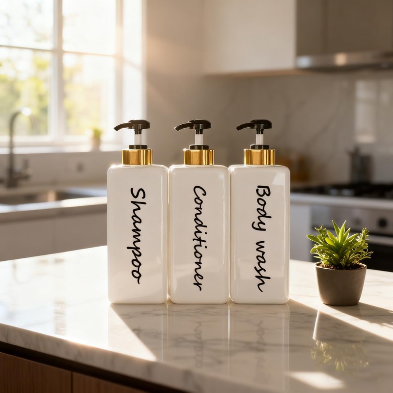 21oz Shampoo and Conditioner Dispenser (Set of 3) Modern Refillable