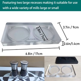 WOHENI 塩コショウミルトレイ 塩コショウトレイ オイル&ビネガーボトルトレイ 塩コショウグラインダーシェーカースタンド | ミルは含まれません (アクリル)