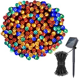 DQST Luces de Solar, 10 M 100 LED, 8 Modos Luces Solares, Impermeable IP65, Cadena de Luces Solar Exterior, Apto para Patios, Jardines, Fiestas, Navidad, etc. (Colorida)