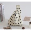 Striped Black White Knit Knot Bag Mini Canvas Tote (dot)