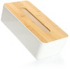 com-four® Plastic Cosmetic Tissue Box with Bamboo Lid - Tissue