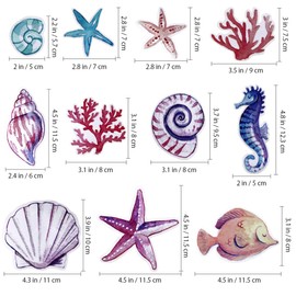 Housoutil Shells Bathroom Sea World Wall Paste Shells Wall Stickers Mural Art Sticker DIY Removable Shell Wall Art for Bedroom Bathroom