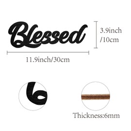 CREATCABIN Blessed Wood Sign Art Blessed Letter Sign Laser Cut Wood Decor Door Sign Wall Hanging Decoration Unfinished Color DIY Crafts Home Display Gift for Friends Housewarming Black 11.9x3.9 Inch