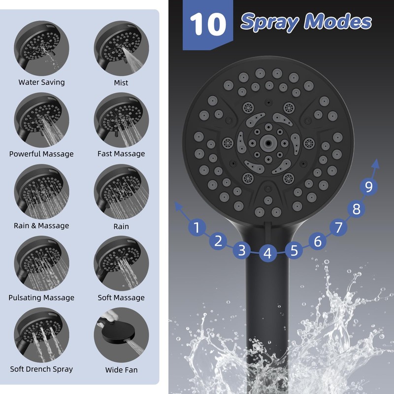 Hibbent Upgraded 13'' Shower Head Combo, High Pressure 5 Spray