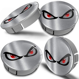 Biomar Labs® 4 x 60 mm Plastic Hub Caps Silver No Fear Eyes Eyes No Fear Silver Wheel Centre Caps Wheel Hub Caps Car Tuning CS 16