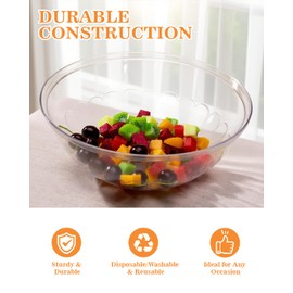 BESTVIP 4 Pack 150 Ounce Clear Plastic Serving Bowls, Disposable Party Bowls for Chips, Salad, Candy & Snacks, Stackable Buffet Containers for Weddings, Showers & Events