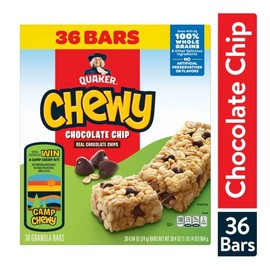 Quaker Chewy Chocolate Chip Granola Bars, 0.84 oz, 36 Count