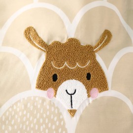 Simple&Opulence 100% Organic Cotton Duvet Cover for Kids Teens, 4 Pieces Soft Comforter Cover with Zipper Closure Boy Girl Warm Adorable Bedding Set - Alpaca, Full/Queen