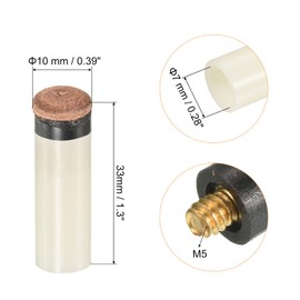 PATIKIL 10mm Dia Screw-on Pool Cue Tips, 10 Pairs Snooker Billiard Cue Stick Tips Replacement with Pool Cue Ferrules, Brown Beige