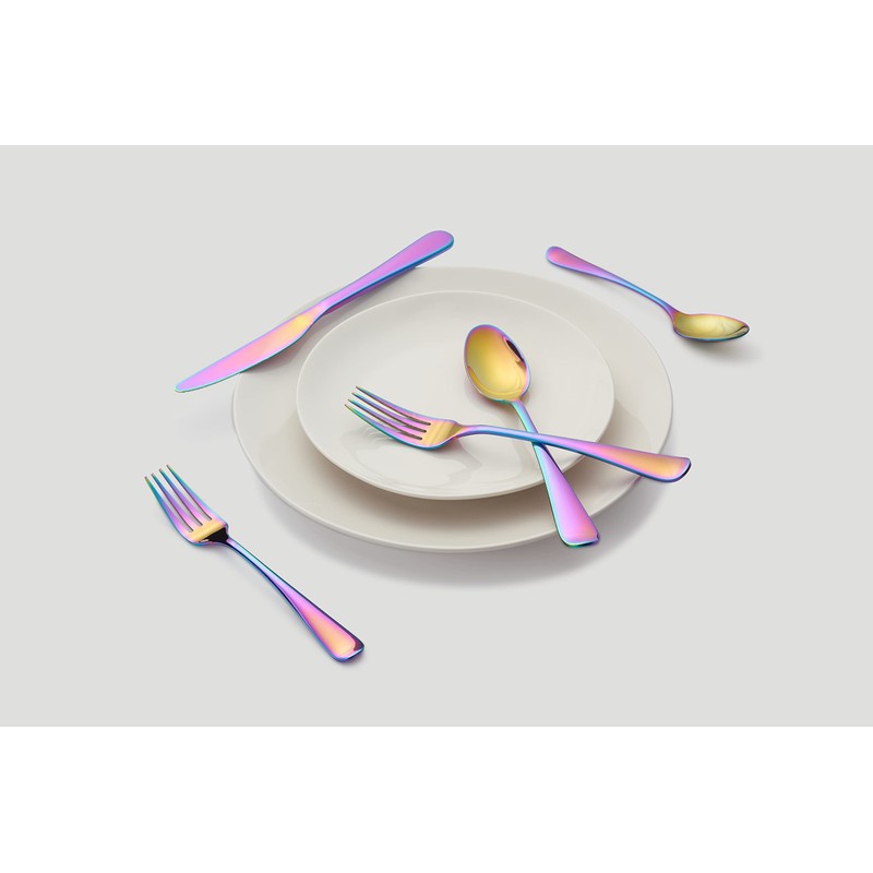 CAMBRIDGE Silversmiths Rhiannon Rainbow Mirror 20-Piece Flatware Set, Service for