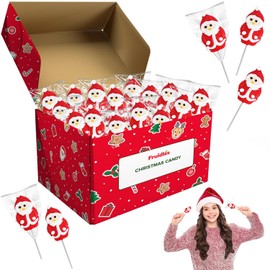 Fruidles Christmas Santa Lollipop, Santa Clause, Candy Canes Suckers, Mixed Fruit Flavor, Individually Wrapped Lollipops 24-Pack