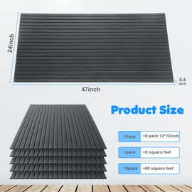 Woanger 10 Pack Large Acoustic Panels, Soundproof Sound Absorbing Wall Panels, 47 x 24 Inch Self Adhesive Acoustic Sound Dampening Panels for Room Recording Studio(Dark Gray)