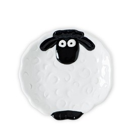 Kawaii Sheep Spoon Rest Ceramic, White Cute Animal Shape Kitchen Utensil Holder for Cooking, Secure Slot for Spoons & Ladles, Heat-Resistant Surface, Dishwasher Safe Black Home Decor Gadget