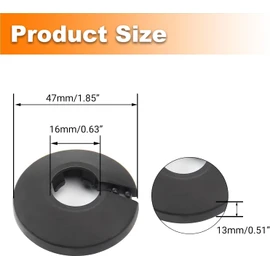 1/2 inch Outer Diameter Flange Water Pipe Cover Decoration Black Pipe Cover Radiator PP Plastic 16mm(5/8") Escutcheon Pipe Collar for Wall Pipe Tube Decoration 8Pcs