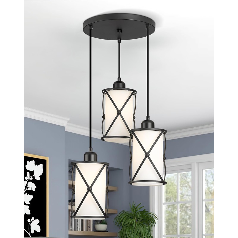 Osimir 3-Light Dining Room Chandelier Light Fixtures, Black Pendant Lighting