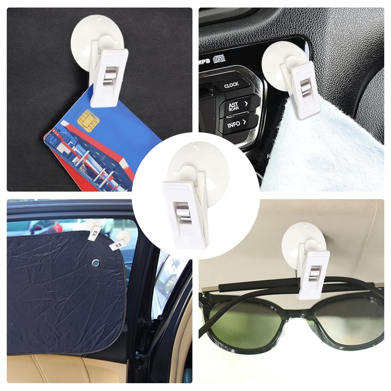 MEMOFYND Pack of 6 White Hooks with Suction Cups, Fixed
