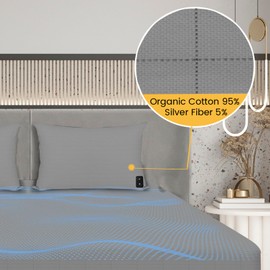 HUNAIGEE Grounding Pillowcase for Earthing Silver Conductive Grounding Pillow Case with 4.6m Grounding Cord Earthing Mat Earthing Pillowcases for Better Sleep Gray 51x76cm