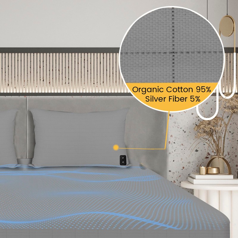 HUNAIGEE Grounding Pillowcase for Earthing Silver Conductive Grounding Pillow Case