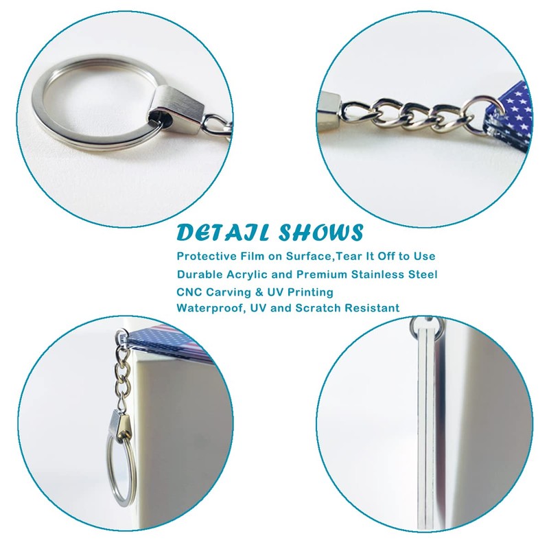 QQSD Tennessee Flag Keychain Key Ring, 2 Pack