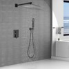 Matte Black Square Shower Head with Handheld Set, Rainfall Shower