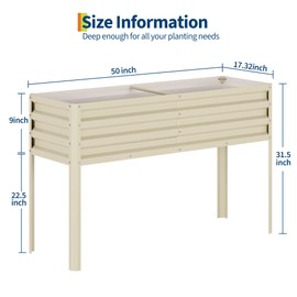 Raised Garden Bed with -Watering Reservoir - Tall Elevated Square Planter Box for Vegetables/Herbs, Heavy Duty Steel Panels & Drainage (Water Tank Included),Yellow