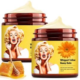 Cebo de Res para la Cara,crema de cebo de res original,Whipped Beef Tallow and Honey Balm,Cuidado de La Piel Profundamente Nutritivo,apto para pieles 