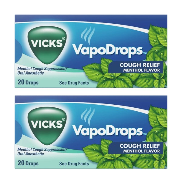 Vicks VapoDrops Menthol Cough Drops (20 Drops) 2-Pack