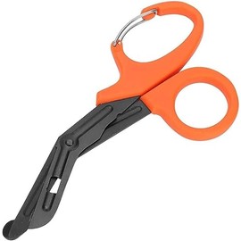 IMKRC Titanium Bandage Shears Scissors EMT and Trauma Shears, Bent Stealth Black Coated for Nurses, Students, Emergency Room (Orange, 15cm)