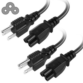3 Prong AC Laptop Power Cord 10 Feet (2 Pack), NEMA 5-15P to C5 (Mickey Mouse) 10A 125V 18AWG, IEC-60320 IEC320 C5 to NEMA 5-15P, Laptop Power Brick Cord- ETL Listed