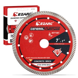 EZARC 7 inch Turbo Diamond Saw Blades for Angle Grinder, 7" Diamond Blade for Fast Cutting Concrete Granite Marble Brick(1-Pack)
