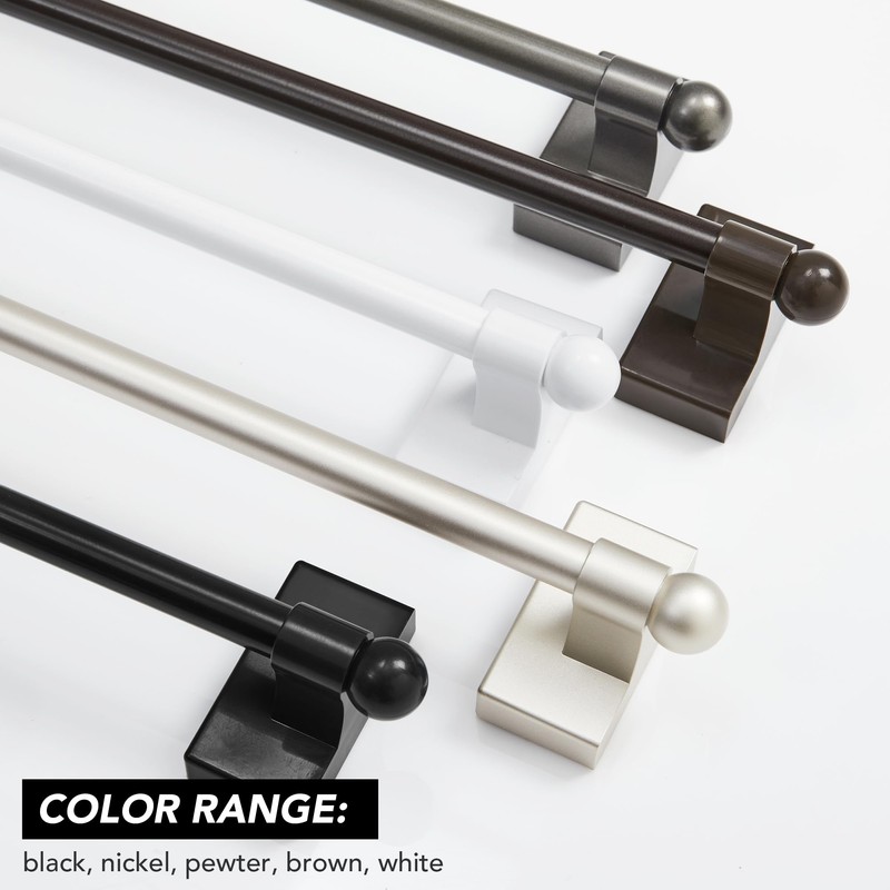 Deconovo Magnetic Curtain Rods 4‑Pack, Adjustable No‑Drill Stainless Steel 9-16