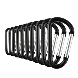 Temlum 10 Pcs Carabiner Clips 3.8/4.8/5.8/6/7cm D-Ring Keyring Clip Small Snap Hook Aluminum Carabiner Clip for Keys, Backpack, Dog Leash, Fishing, Camping (7 x 3.7cm)
