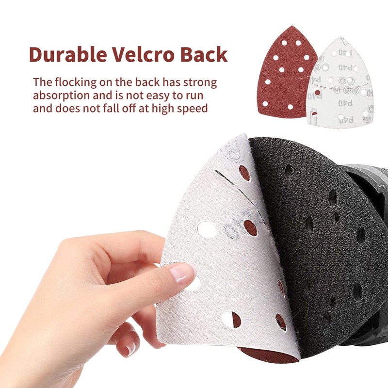 100 Pieces Mouse Sander Sheets, Triangle Hook and Loop Sanding