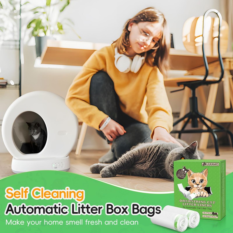 60 Pack Cat Litter Box Liners for Meo Want SC01,