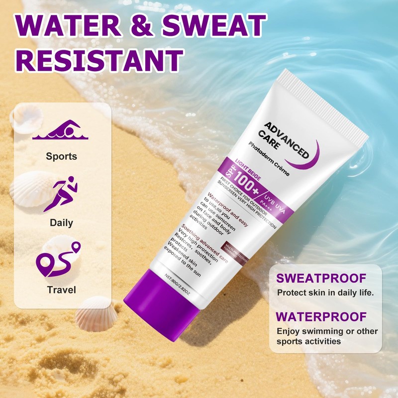 2Pcs Sunscreen SPF 100+, Sun Cream SPF 100 PA+++, Sunscreen
