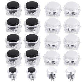 Umierke 20PCS Push Button for Arcade Video Game Consele(10 White + 10 Black), 24mm × 16, 20mm × 4, Arcade DIY Parts