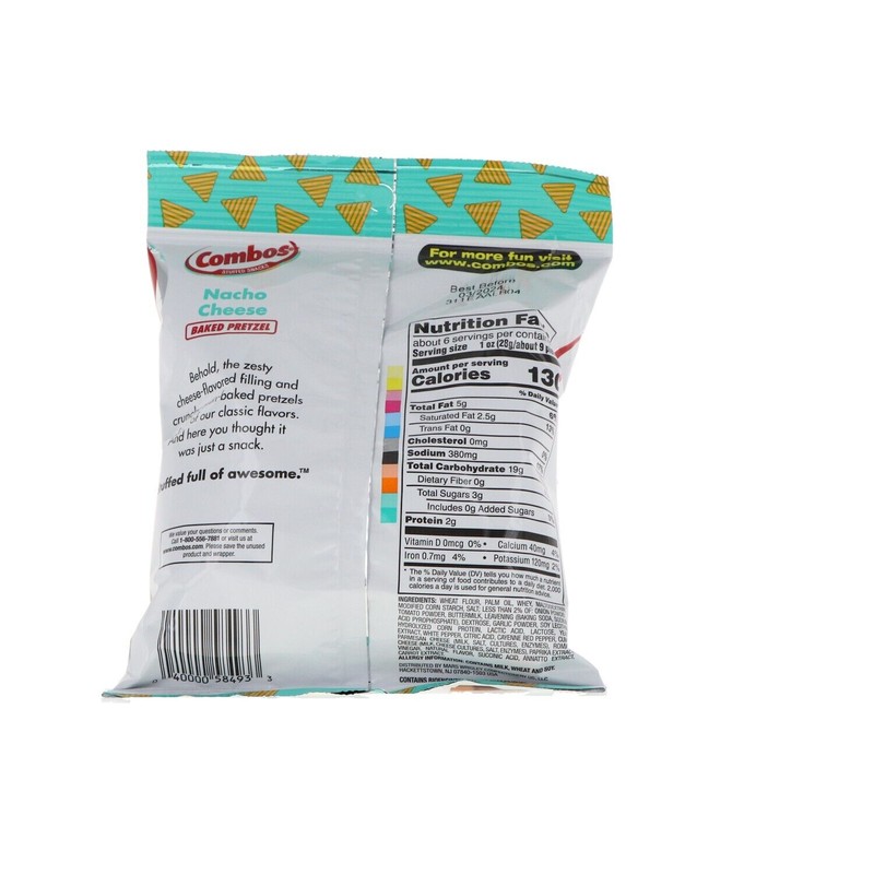 Combos Nacho Cheese Stuffed Snacks, 6.3oz (1-Large Bag)
