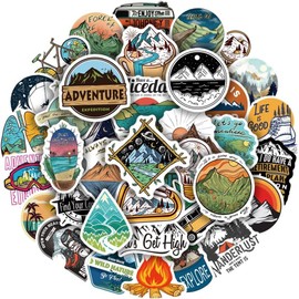 50 PCS Wilderness Adventure Stickers - Outdoor Nature Hiking & Camping Vinyl Decals for Laptops, Water Bottles, Scrapbooks