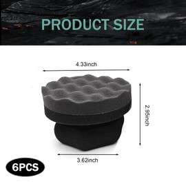 Ferianl 4PCS Large Tire Shine Applicator Pad, Durable Wavy Hex Grip Contoured Tire Dressing Applicator Pad, Car Accessories for Shine Wax Compound and Polish (Black)