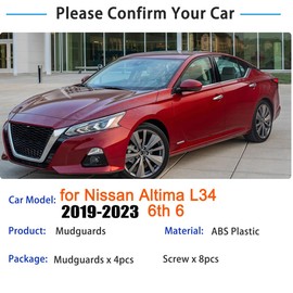 Car Mud Splash Guards Mud Flaps Fender Kit for Nissan Altima 2019 2020 2021 2022 2023 2024 Mudguard Automotive Accessories Front and Rear 4-PC Set