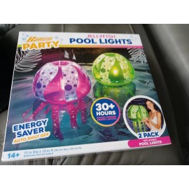 Banzai Party Floating Jellyfish Inflatable Glowing Ambient Pool Lights 2 Pack