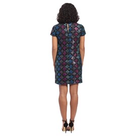 London Times Women's Petite Sequin Dress Occasion Event Party, Teal/Blue/Purple Multi, 10