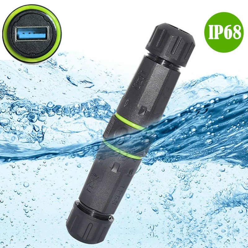 Cablecc IP68 Waterproof M20 Locking Type-A USB3.0 5Gbps USB-A Female