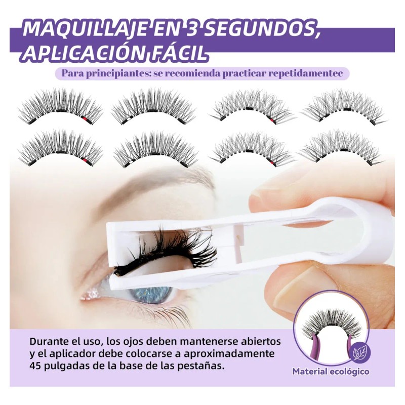 Pestañas Magnéticas B&Q Kit de 2 Pares con Aplicador para