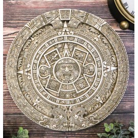 Aztec Maya Solar Sun Xiuhpohualli & Tonalpohualli Wall Calendar Plaque Figurine