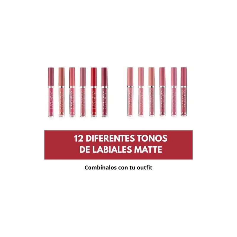 Labiales Mate Liquido Larga Duración A Prueba De Agua