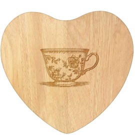 'Single Vintage Teacup' Wooden Heart Shaped Chopping/Cutting Board (WB00084426)