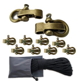 SU LIFE 10 Pack Adjustable Bow Shackles, Metal Paracord Buckles and Para Cord Paracord Accessories for DIY Bracelets Crafts (Bronze), Bronze, Medium