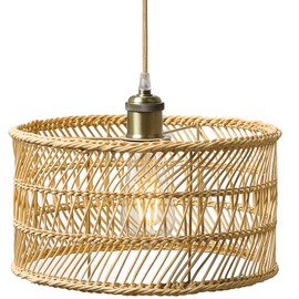 HOONEX Rattan Chandelier, Rattan Light Fixtures Ceiling, 12.4" Wicker Pendant Light for Dining Room Bedroom Kitchen Island, Natural